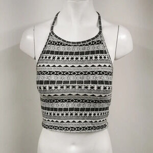 Aeropostale Black and White Patterned Crop Top